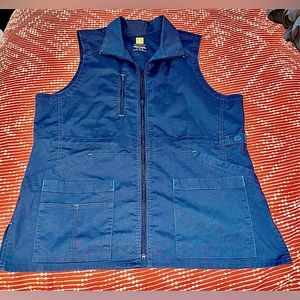 👩‍⚕️Women’s Large Wonderwink Wonderflex Navy Utility Zip Fashion Vest EUC